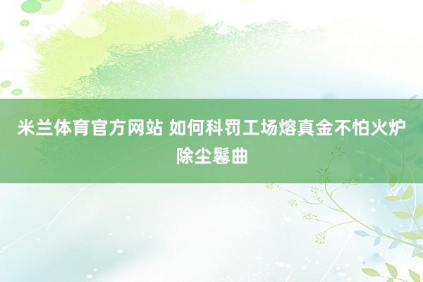 米兰体育官方网站 如何科罚工场熔真金不怕火炉除尘鬈曲