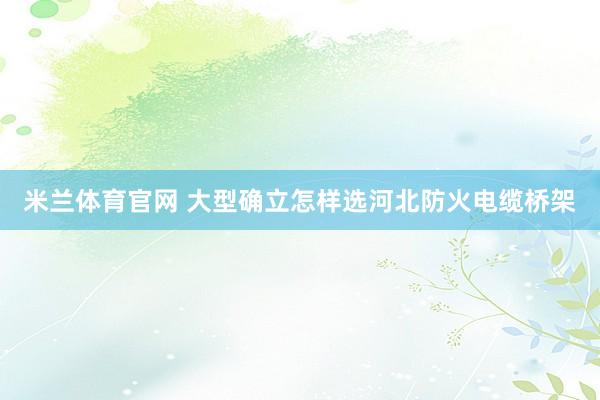 米兰体育官网 大型确立怎样选河北防火电缆桥架