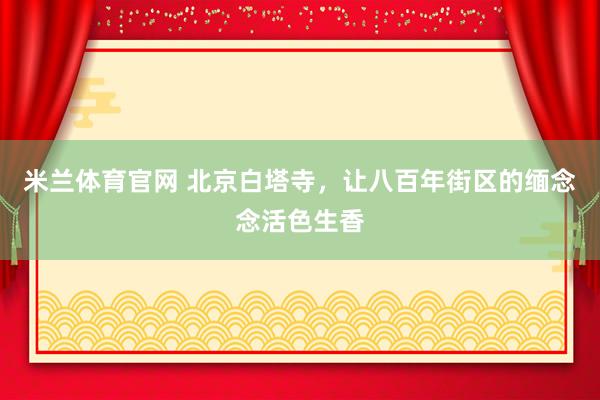 米兰体育官网 北京白塔寺，让八百年街区的缅念念活色生香